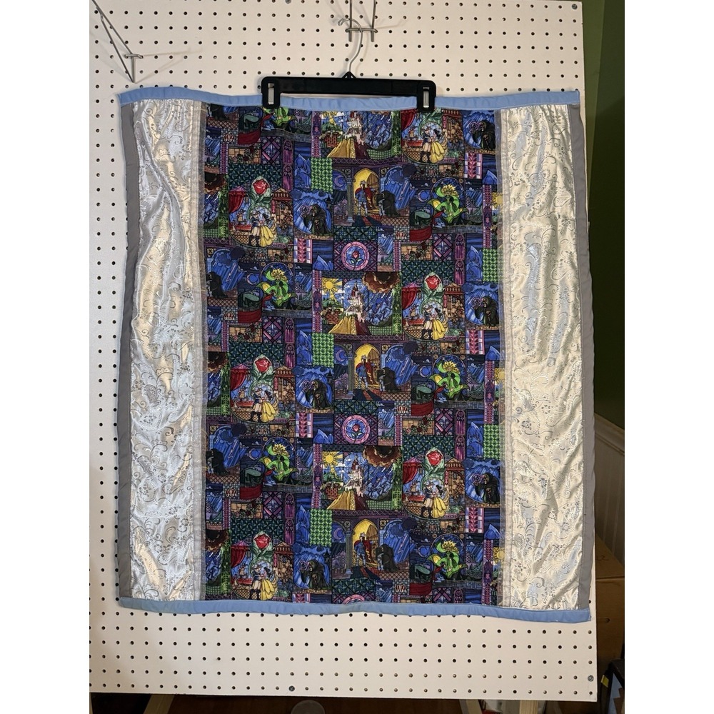 Handmade Beauty and the Beast baby blanket lap 31 x 33